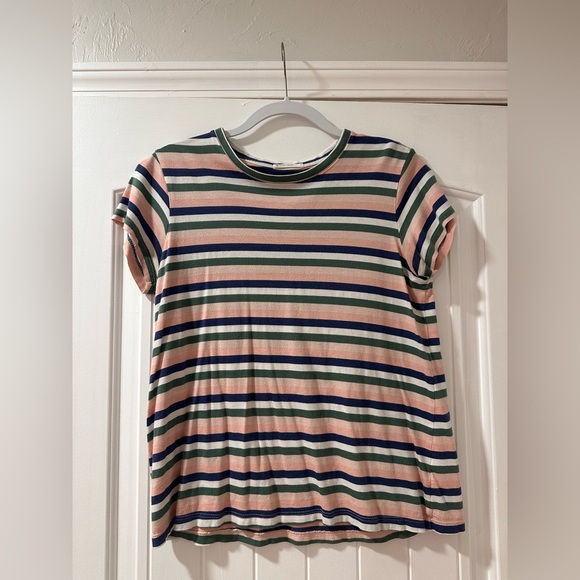 Marine layer navy, pink, green and white stripped tshirt. Medium. Super soft - Picture 1 of 3